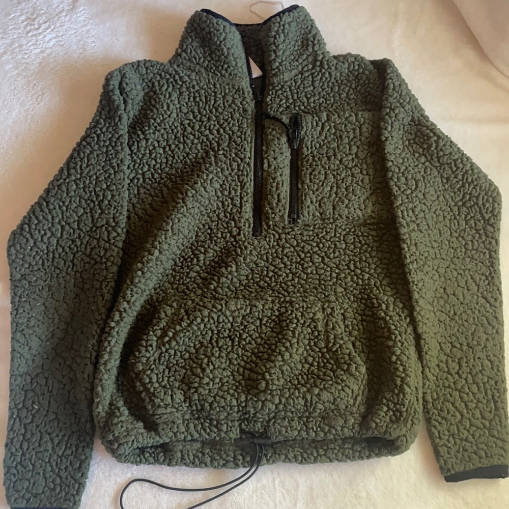 Green Fluffy Half Zip
